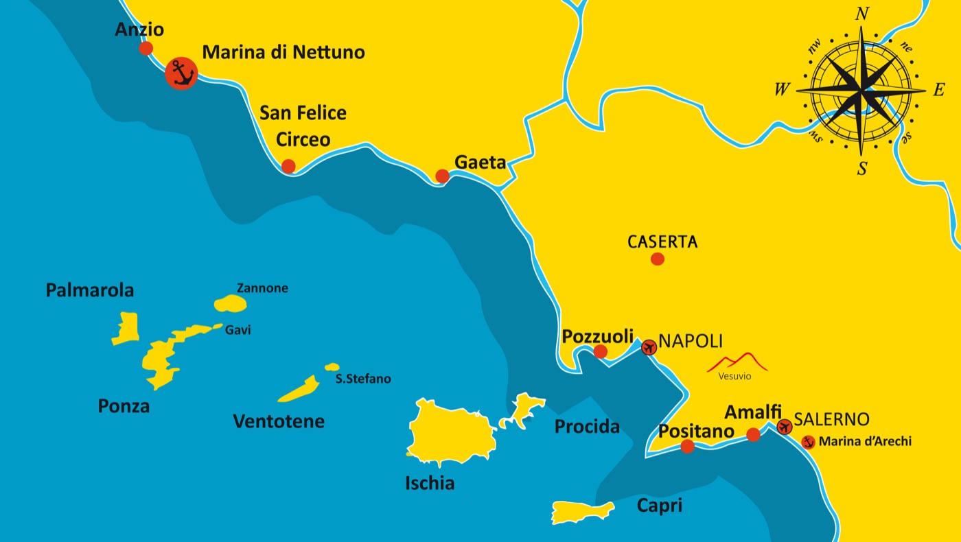 Mappa del bacino di utenza, dal basso Lazio alla costiera